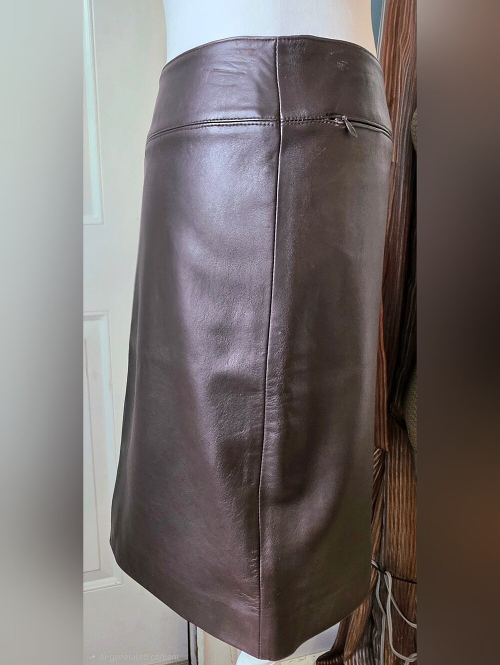 Vintage Lord & Taylor Nappa Leather Pencil Skirt Womens 2P Dark Brown Timeless - Picture 6 of 16